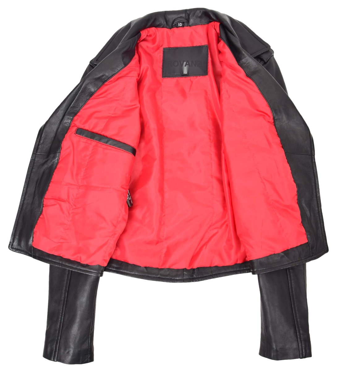 BUNERI Chaqueta Biker Mujer Cuero Brando Negra - Imagen 7