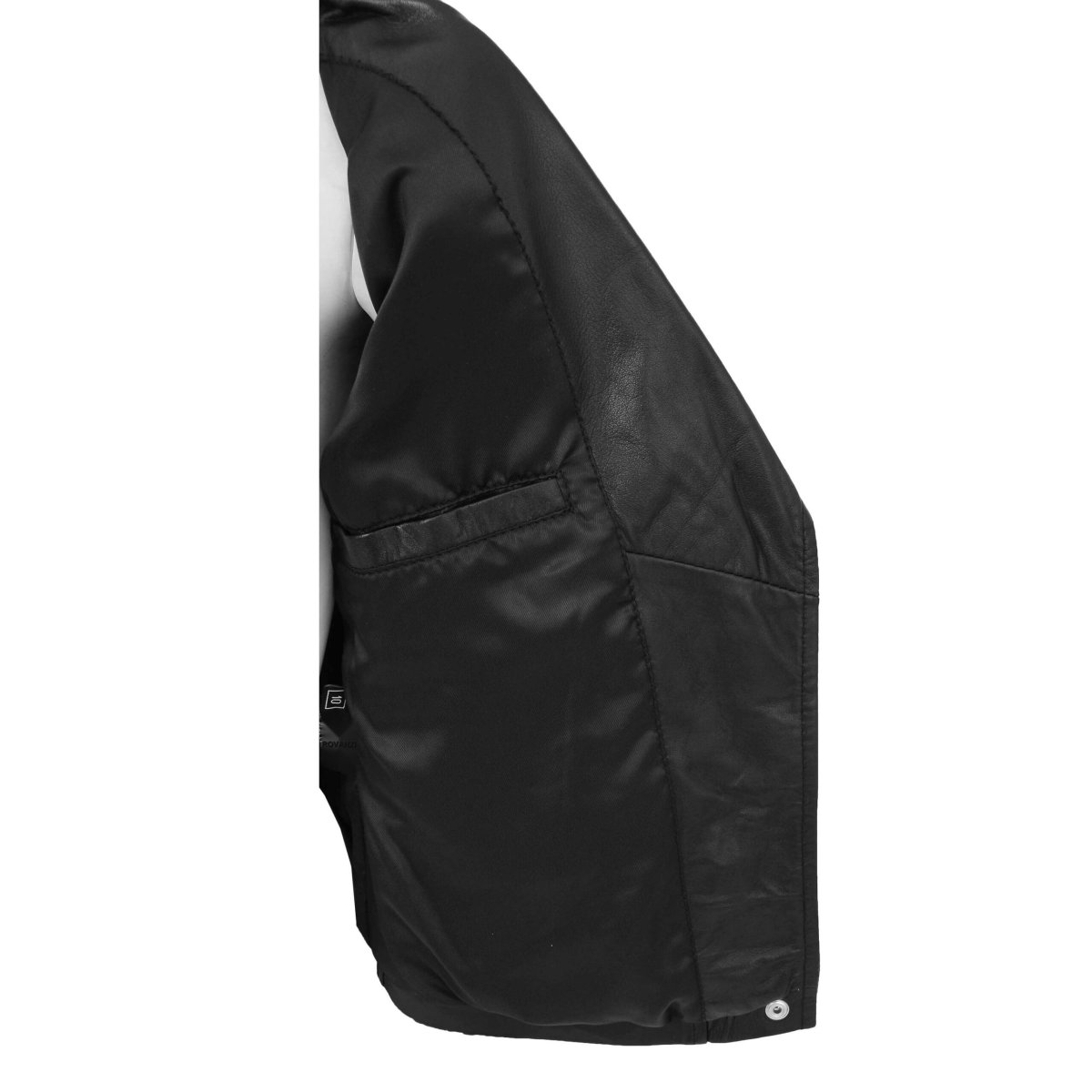BUNERI Chaqueta Mujer Cuero Auténtico Estilo Biker Cremallera Cruzada Negra - Imagen 8