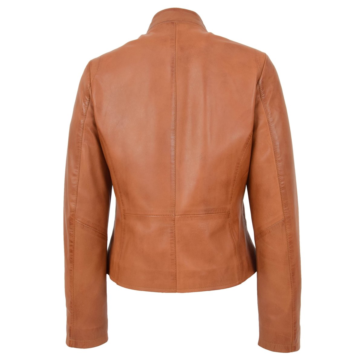BUNERI Chaqueta de Cuero Casual con Cuello Alto para Mujer Tostado - Imagen 3