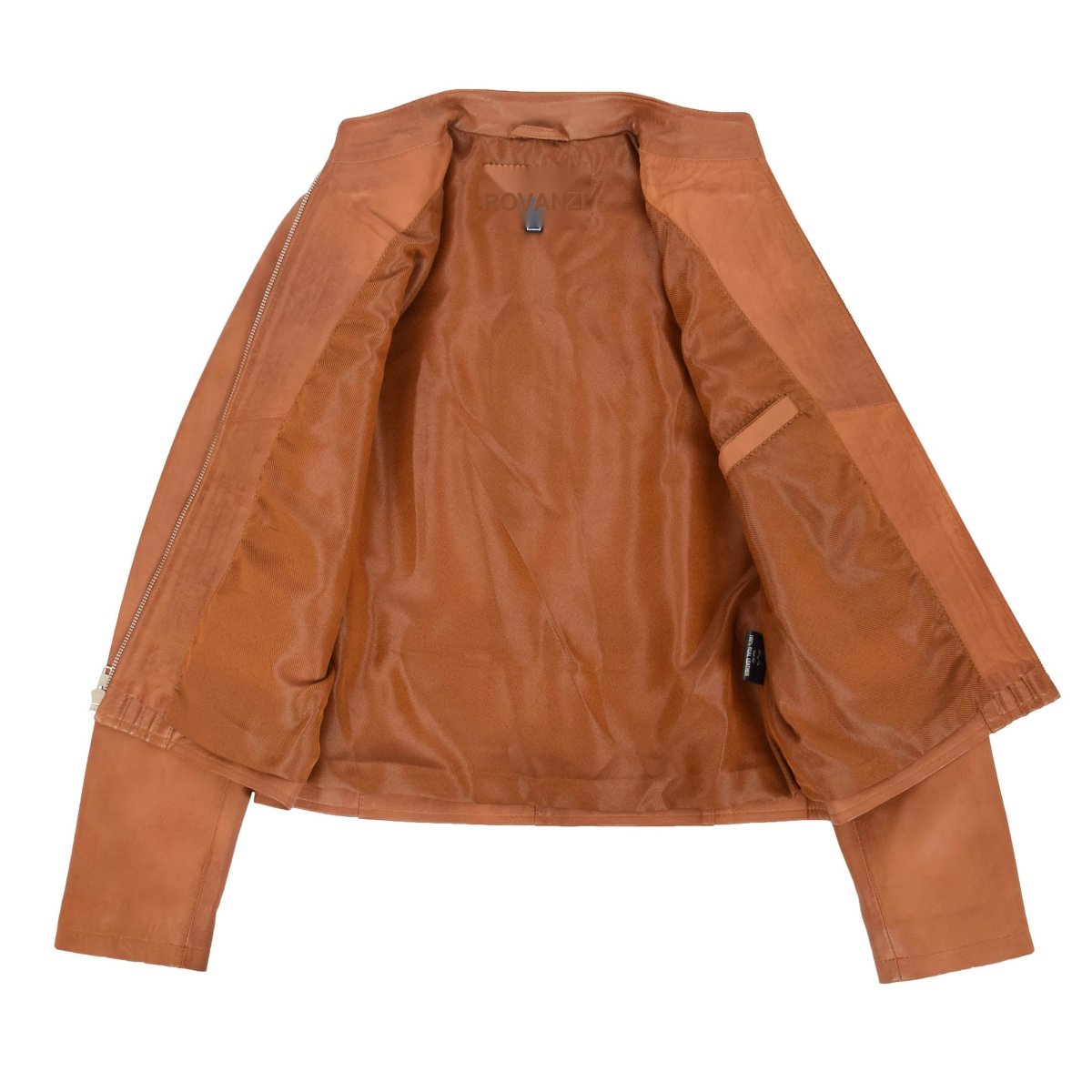 BUNERI Chaqueta de Cuero Casual con Cuello Alto para Mujer Tostado - Imagen 8