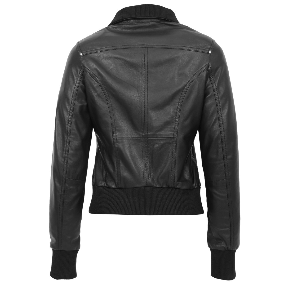 BUNERI Bomber de Cuero Negro Clásica para Mujer - Imagen 3