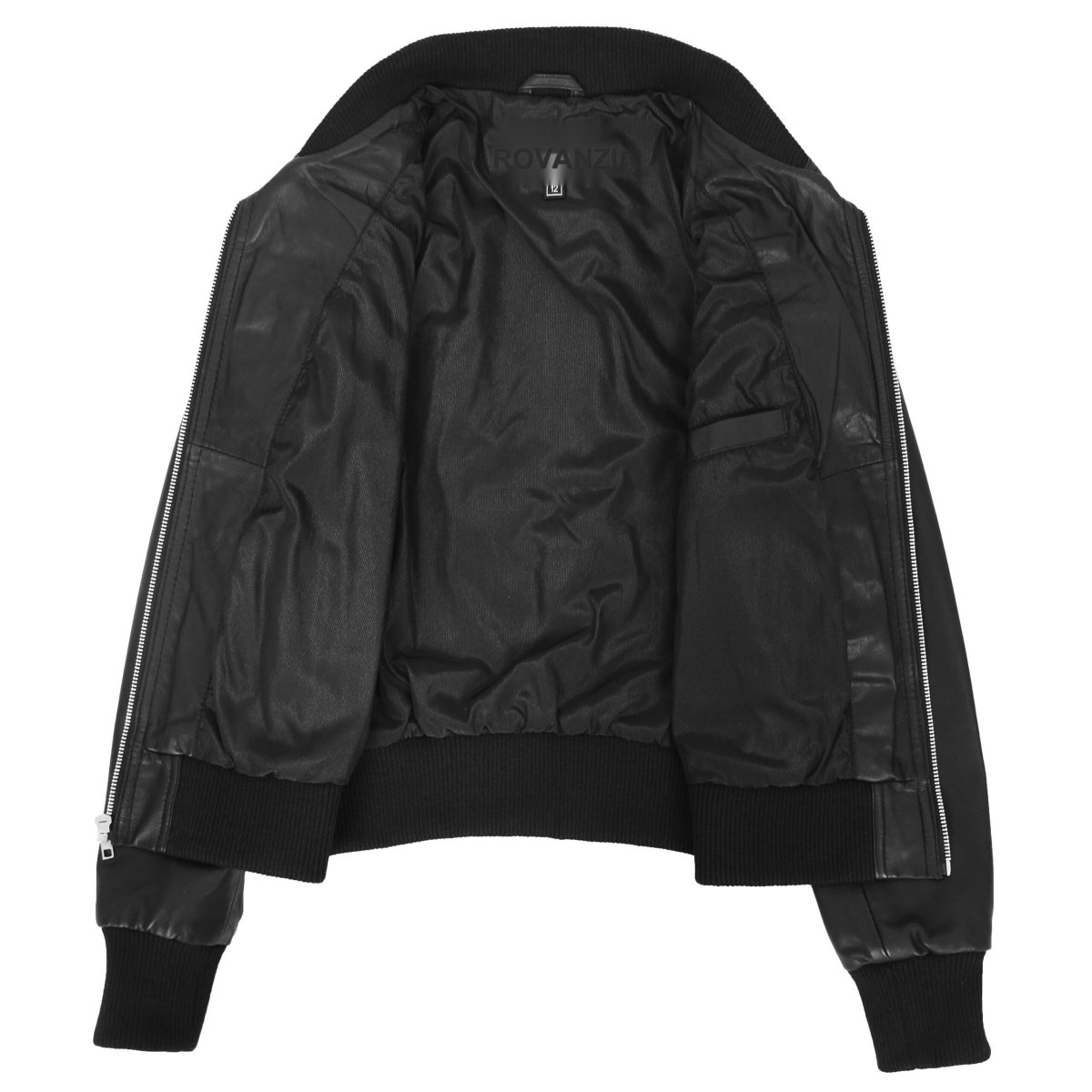 BUNERI Bomber de Cuero Negro Clásica para Mujer - Imagen 7