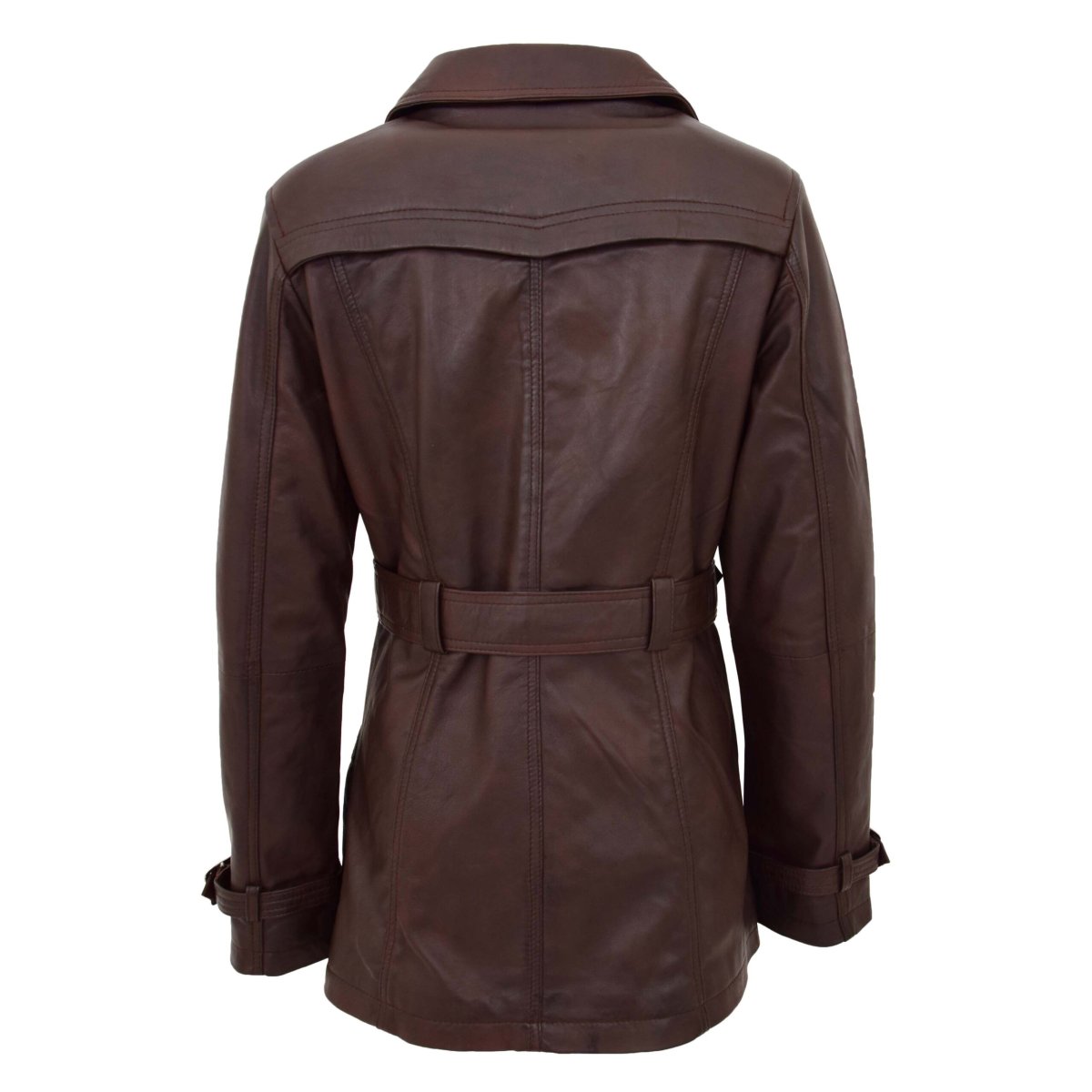BUNERI Trench de Cuero Doble Botonadura para Mujer Marrón Sienna - Imagen 3