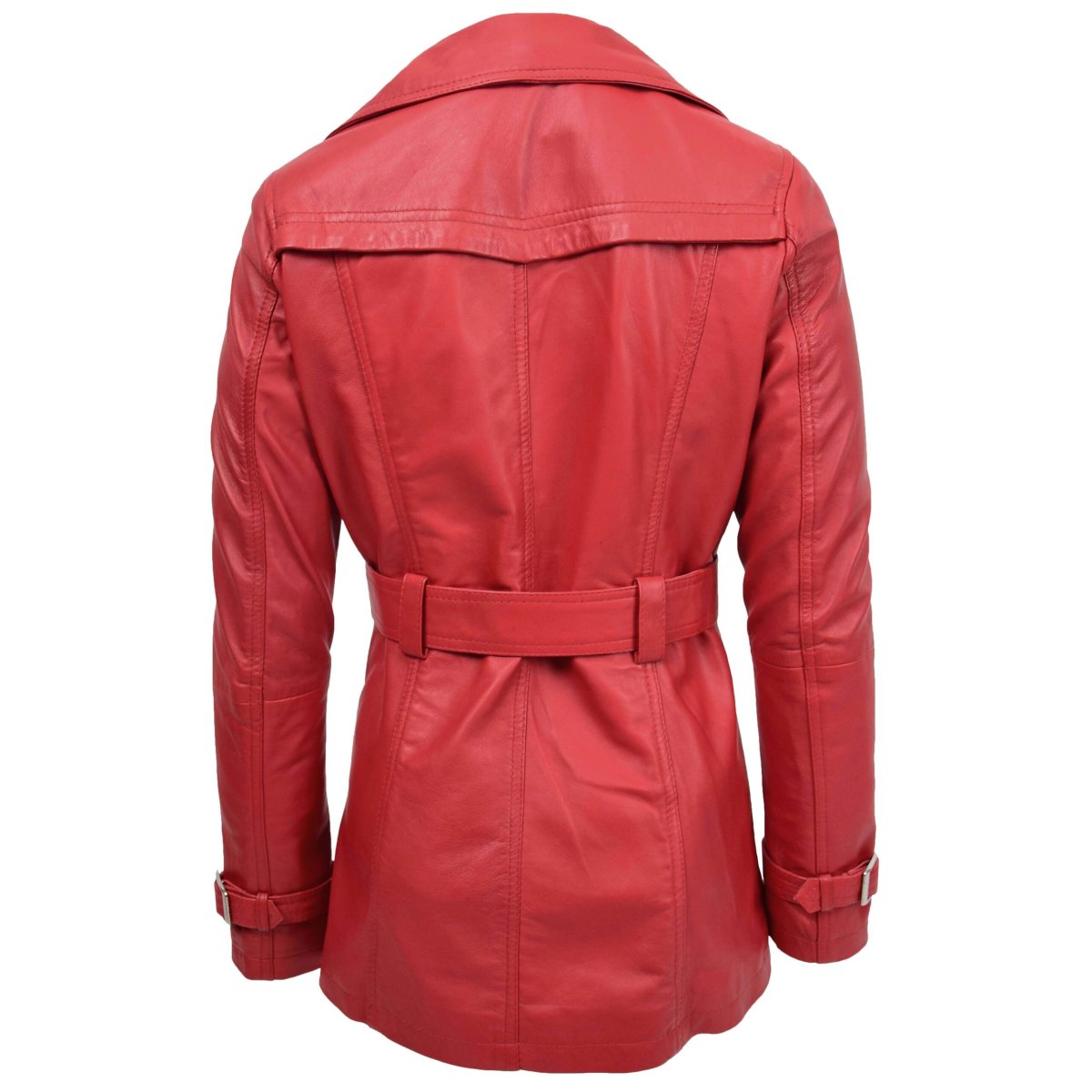 BUNERI Trench de Cuero Doble Botonadura para Mujer Rojo Sienna - Imagen 3