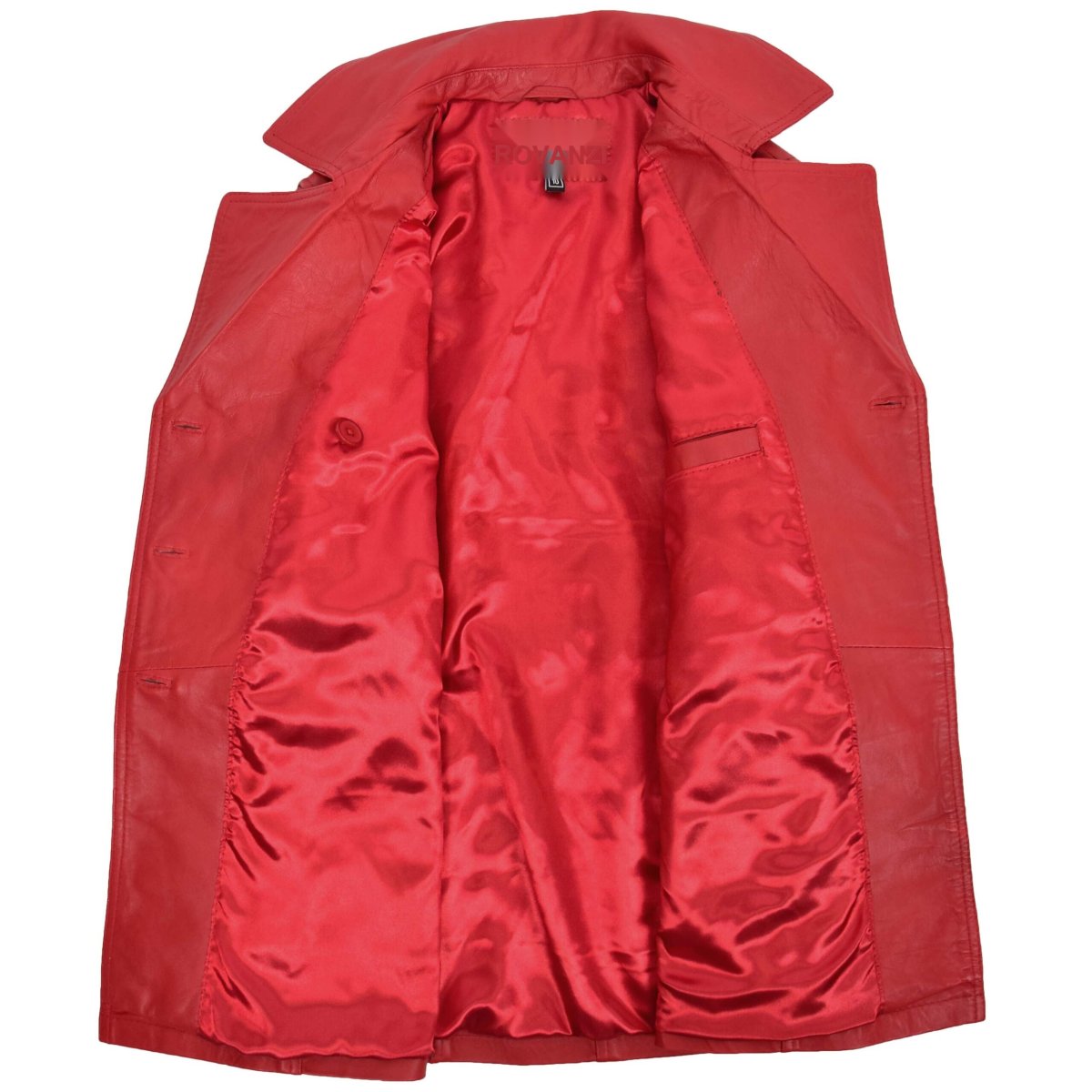 BUNERI Trench de Cuero Doble Botonadura para Mujer Rojo Sienna - Imagen 7