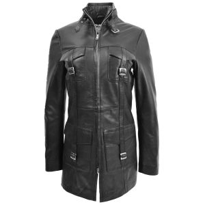 BUNERI Kendall: Chaqueta de Cuero Negra con Doble Cremallera