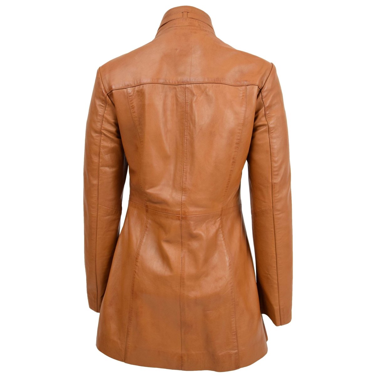 BUNERI Chaqueta de Cuero Tostado con Doble Cremallera para Mujer - Imagen 3
