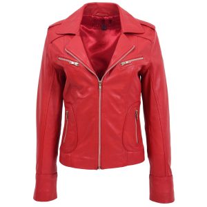 BUNERI Biker Cuero Kim Rojo Entallada