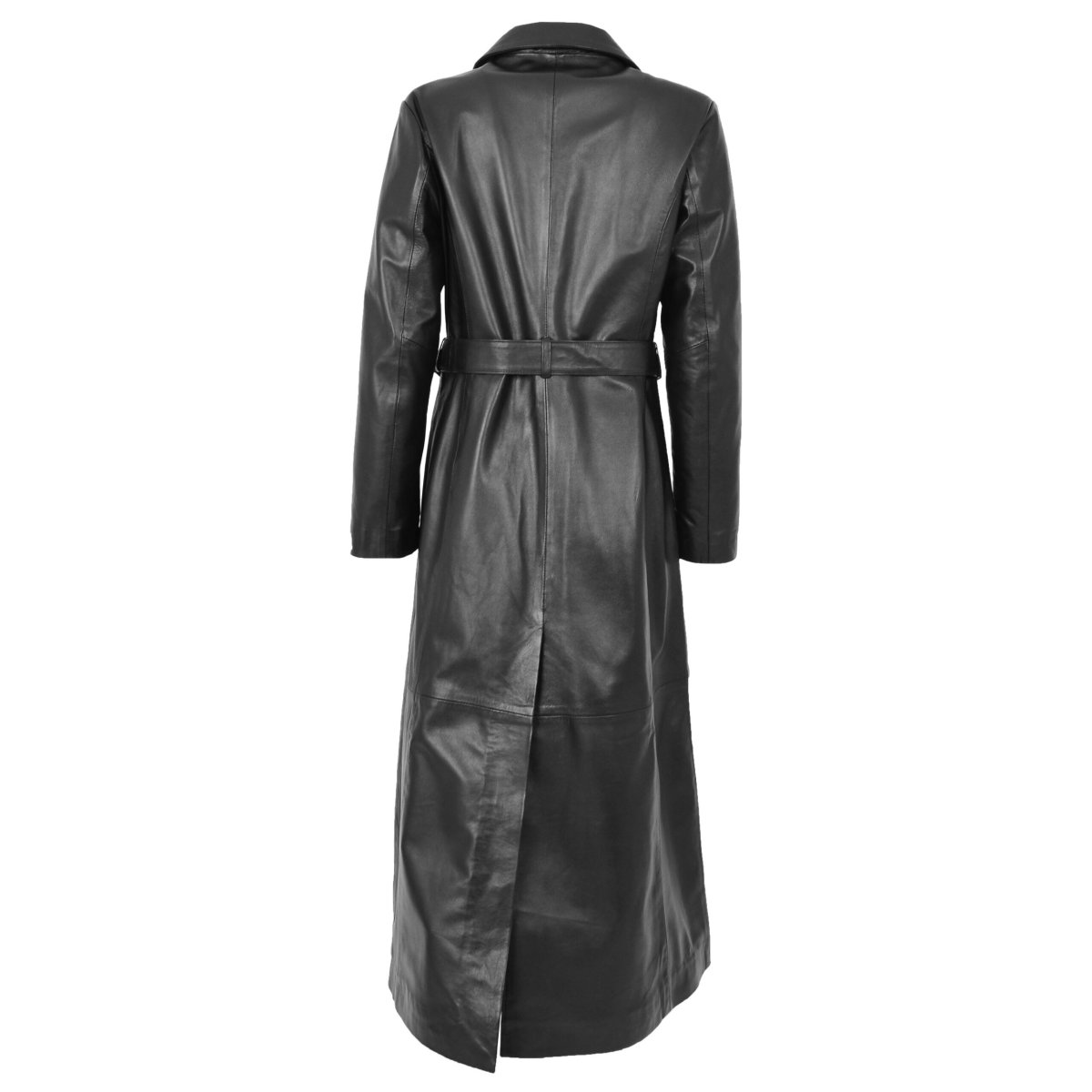 BUNERI Abrigo de Cuero de Largo Total Clásico para Mujer Negro - Imagen 3
