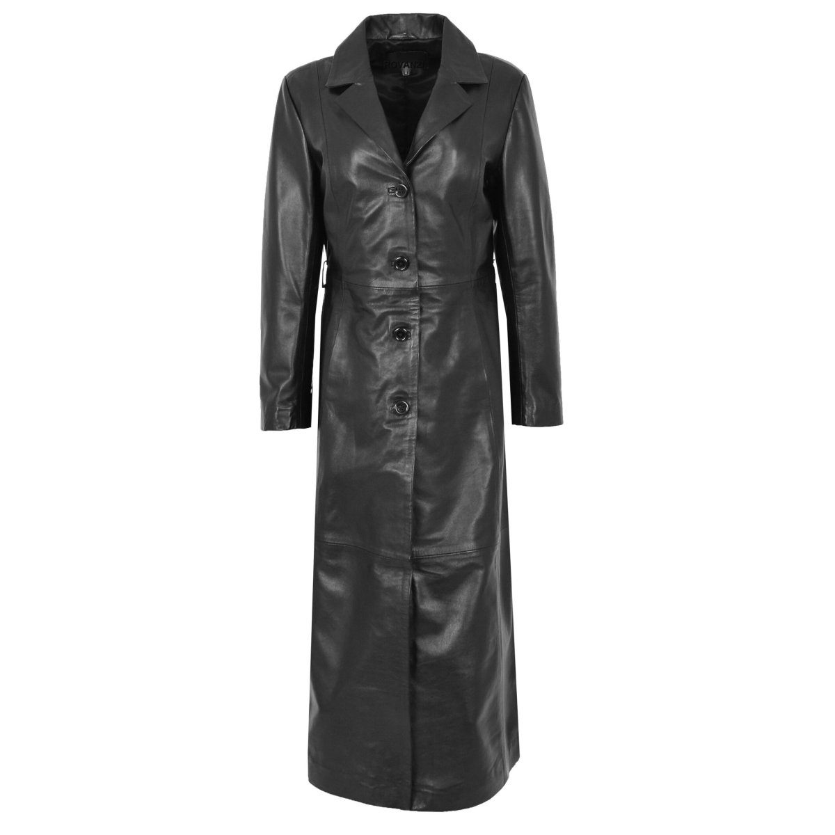 BUNERI Abrigo de Cuero de Largo Total Clásico para Mujer Negro - Imagen 4