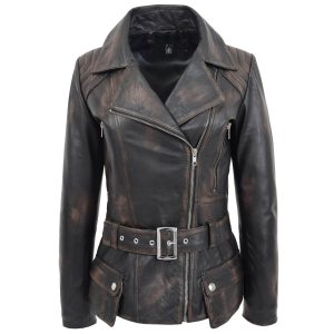 BUNERI Biker Celia de Cuero Rub-Off a la Cadera