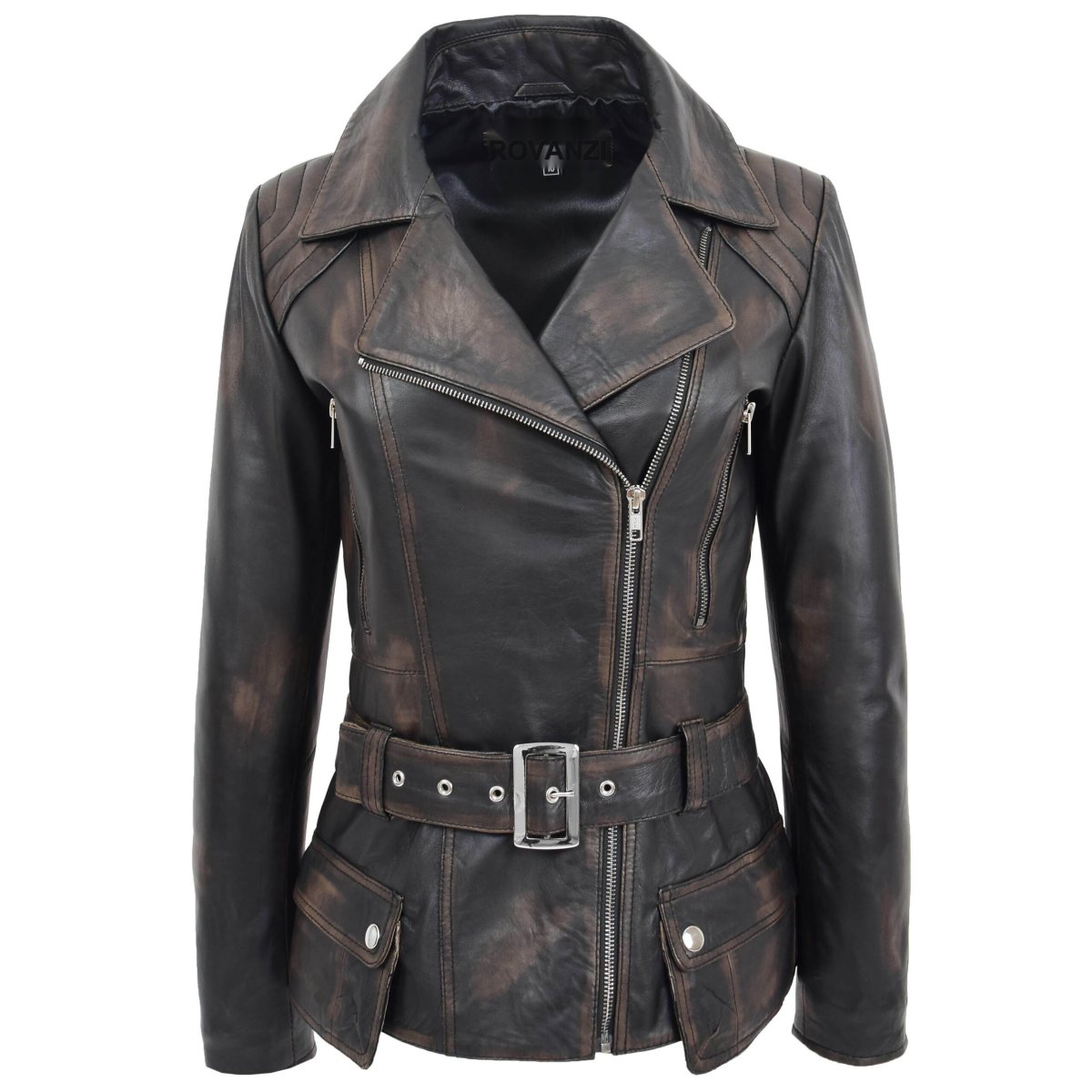 BUNERI Biker Celia de Cuero Rub-Off a la Cadera