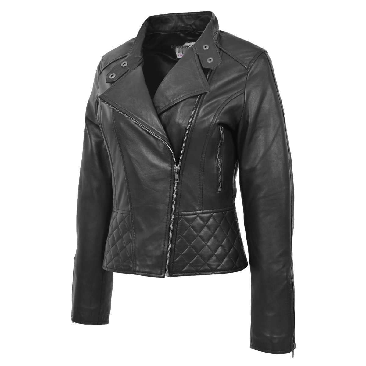 BUNERI Biker Cuero Laura Negro Cuello Alzado - Imagen 6