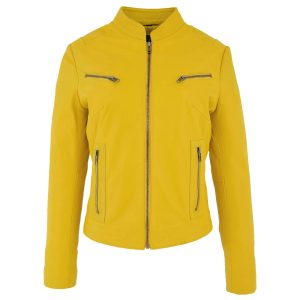 BUNERI Chaqueta de Cuero Becky Amarilla para Mujer