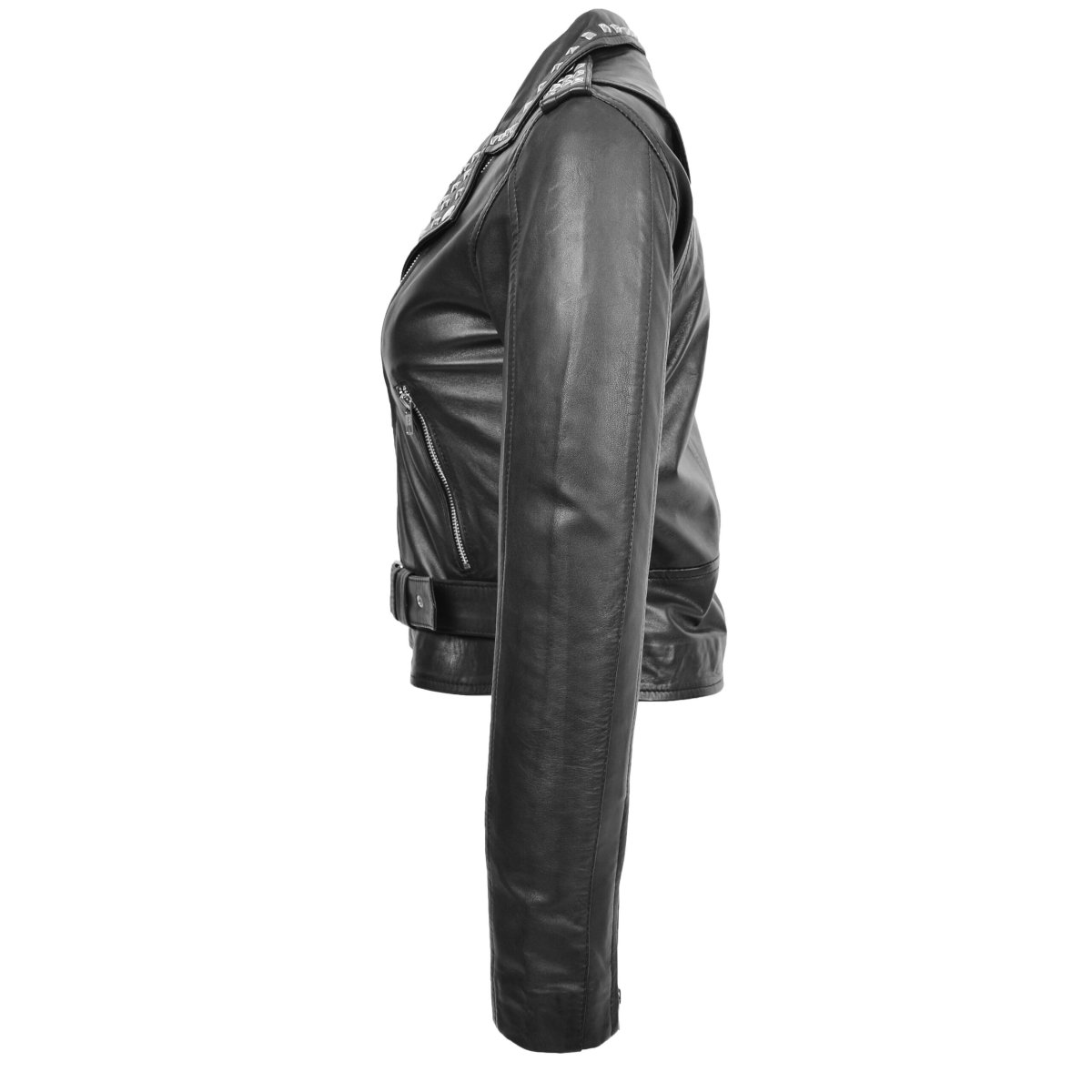 BUNERI Chaqueta Mujer Cuero Tachonada Estilo Brando Negra - Imagen 6