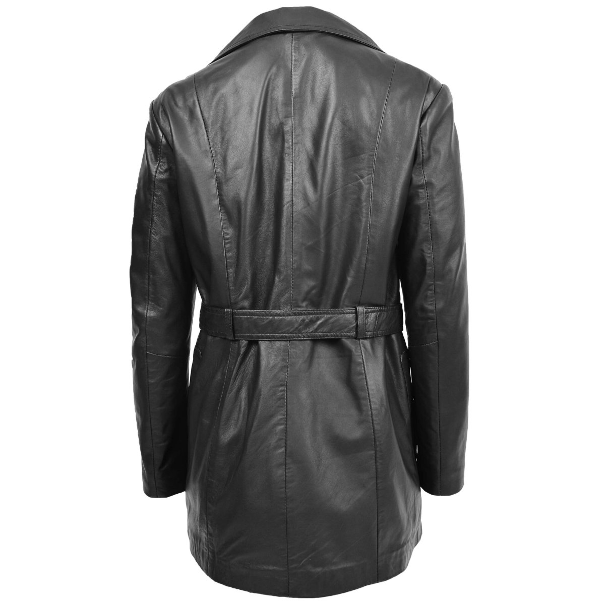 BUNERI Trench de Cuero para Mujer Shania Negro con Cinturón - Imagen 3