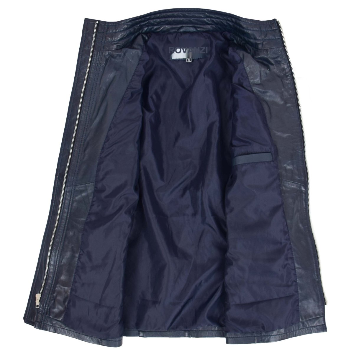 BUNERI Abrigo Mujer Cuero Auténtico Estilo Duffle Azul - Imagen 7