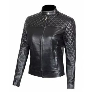Chaqueta acolchada de piel auténtica para mujer