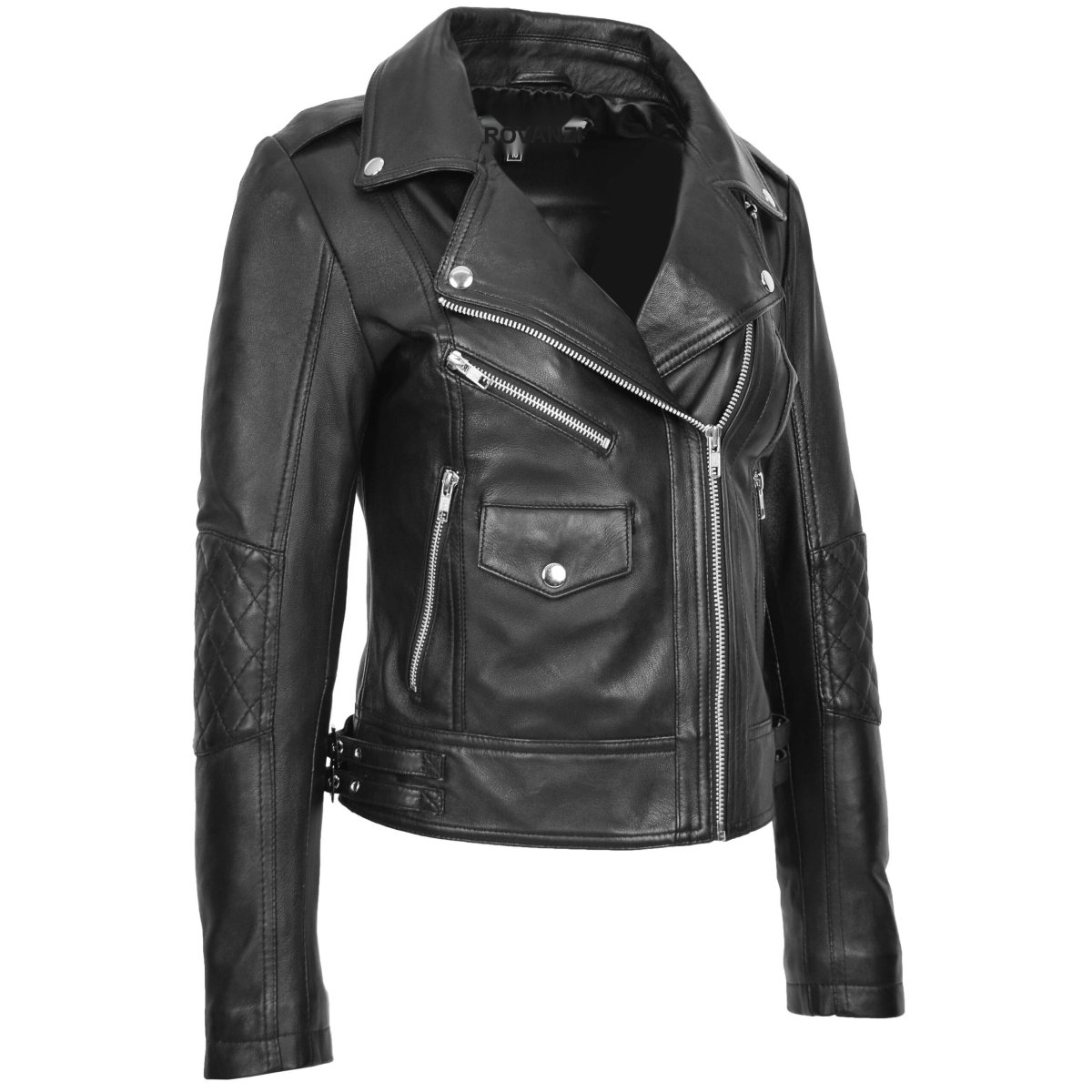 BUNERI Chaqueta Biker Remi de Cuero Negro Cross-Zip - Imagen 5