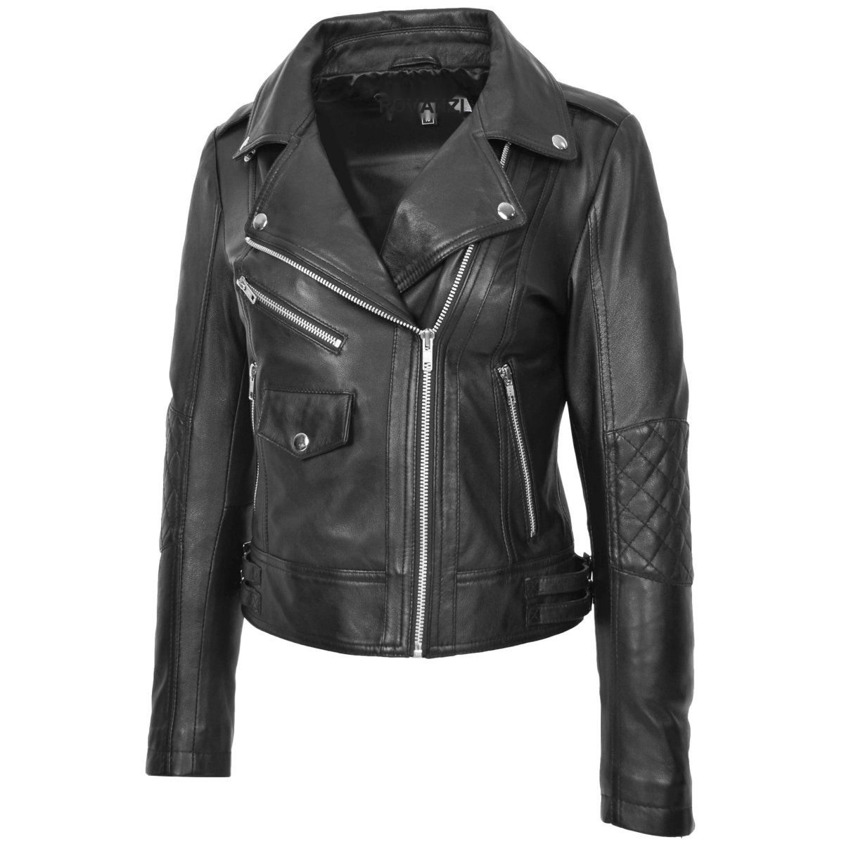 BUNERI Chaqueta Biker Remi de Cuero Negro Cross-Zip - Imagen 6