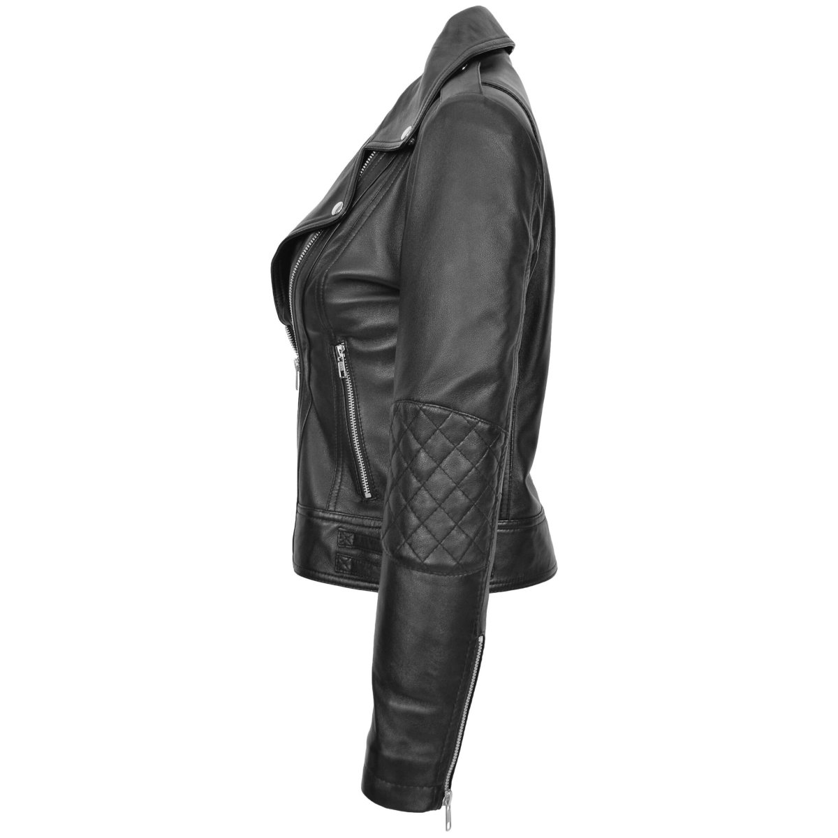 BUNERI Chaqueta Biker Remi de Cuero Negro Cross-Zip - Imagen 7