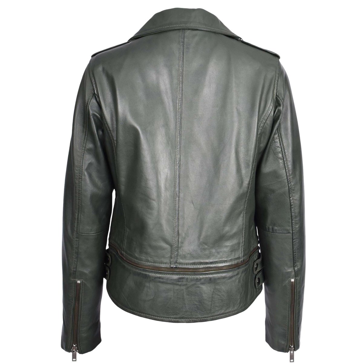BUNERI Biker de Cuero Bianca Verde 2-en-1 Estilo Cropped - Imagen 3