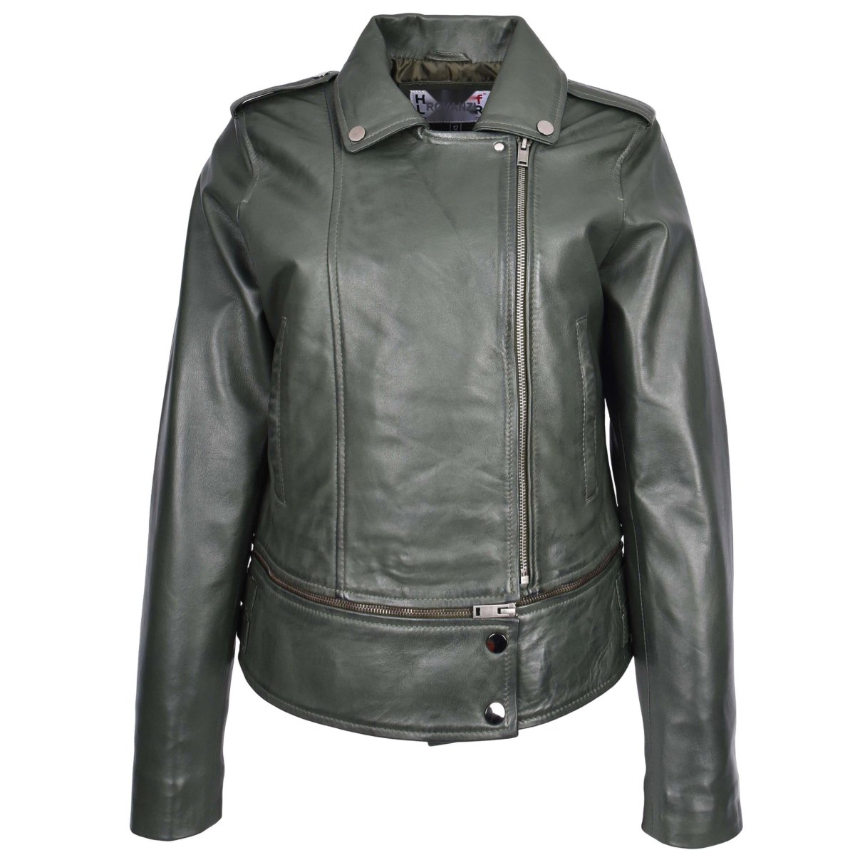BUNERI Biker de Cuero Bianca Verde 2-en-1 Estilo Cropped - Imagen 5