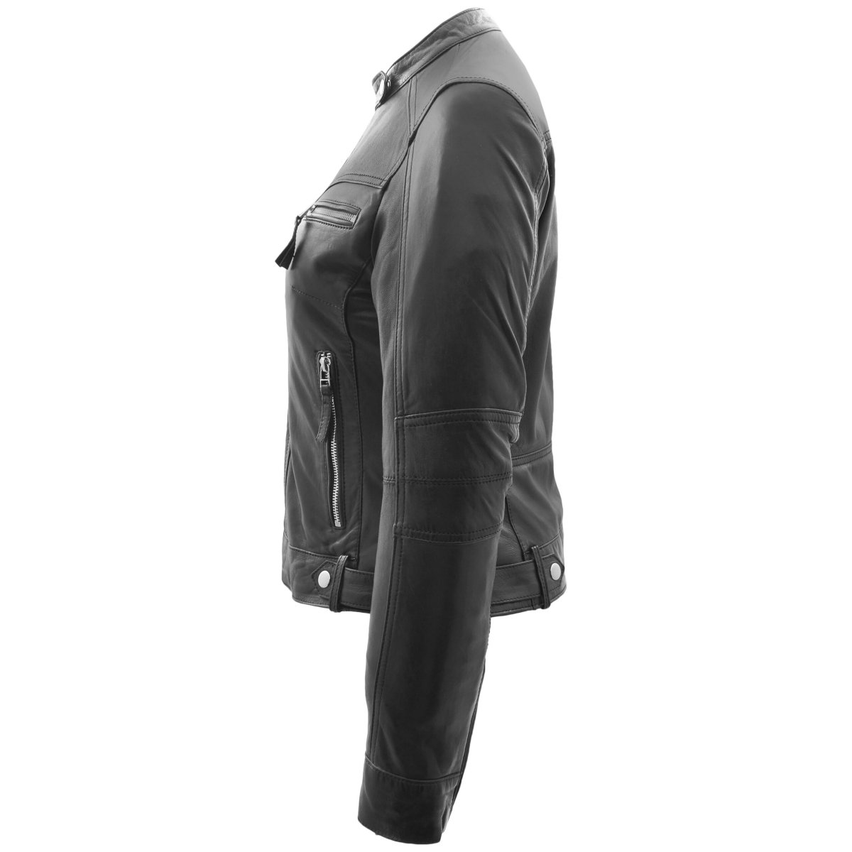 BUNERI Chaqueta Biker de Cuero Annie Negro Estilo Casual - Imagen 6