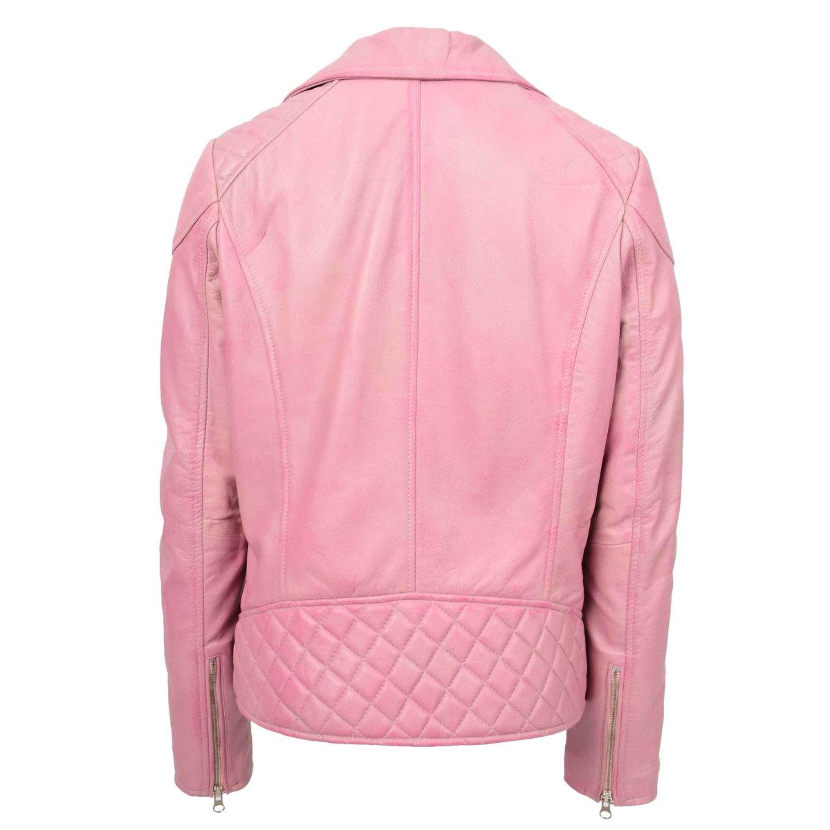 BUNERI Chaqueta Biker para Mujer en Cuero Auténtico Color Cereza - Imagen 3