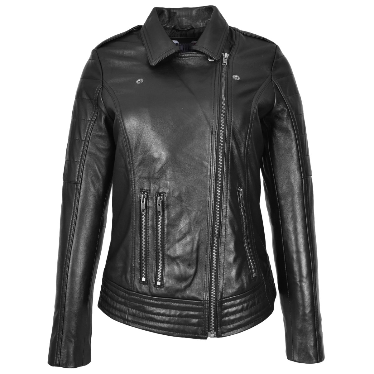 BUNERI Biker Pam Negra de Cuero Auténtico con Cremallera Cruzada - Imagen 4