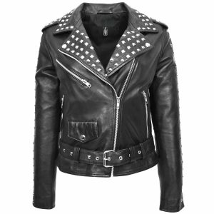 BUNERI Biker de Cuero Heidi Negra con Tachuelas Brando