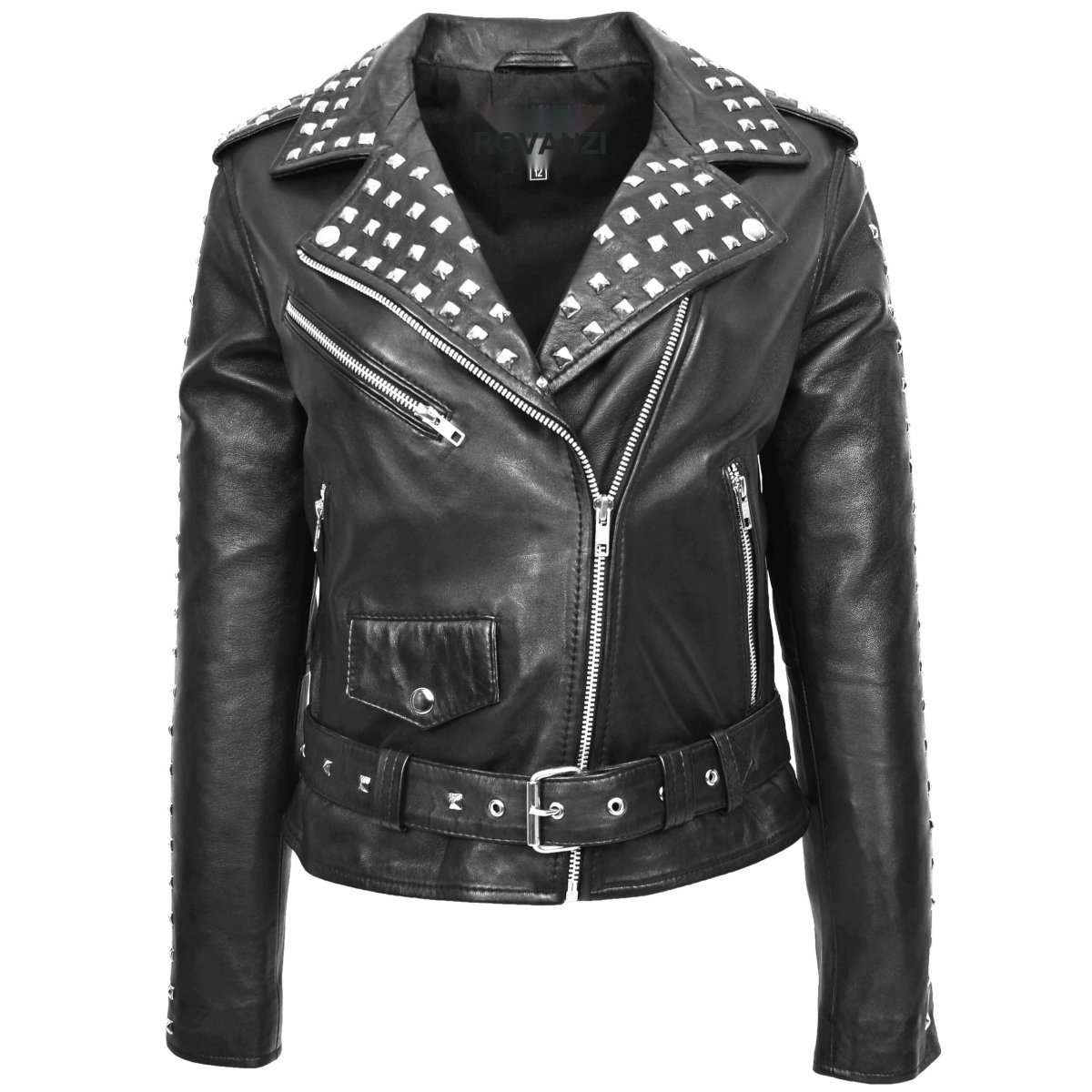 BUNERI Biker de Cuero Heidi Negra con Tachuelas Brando - Imagen 2
