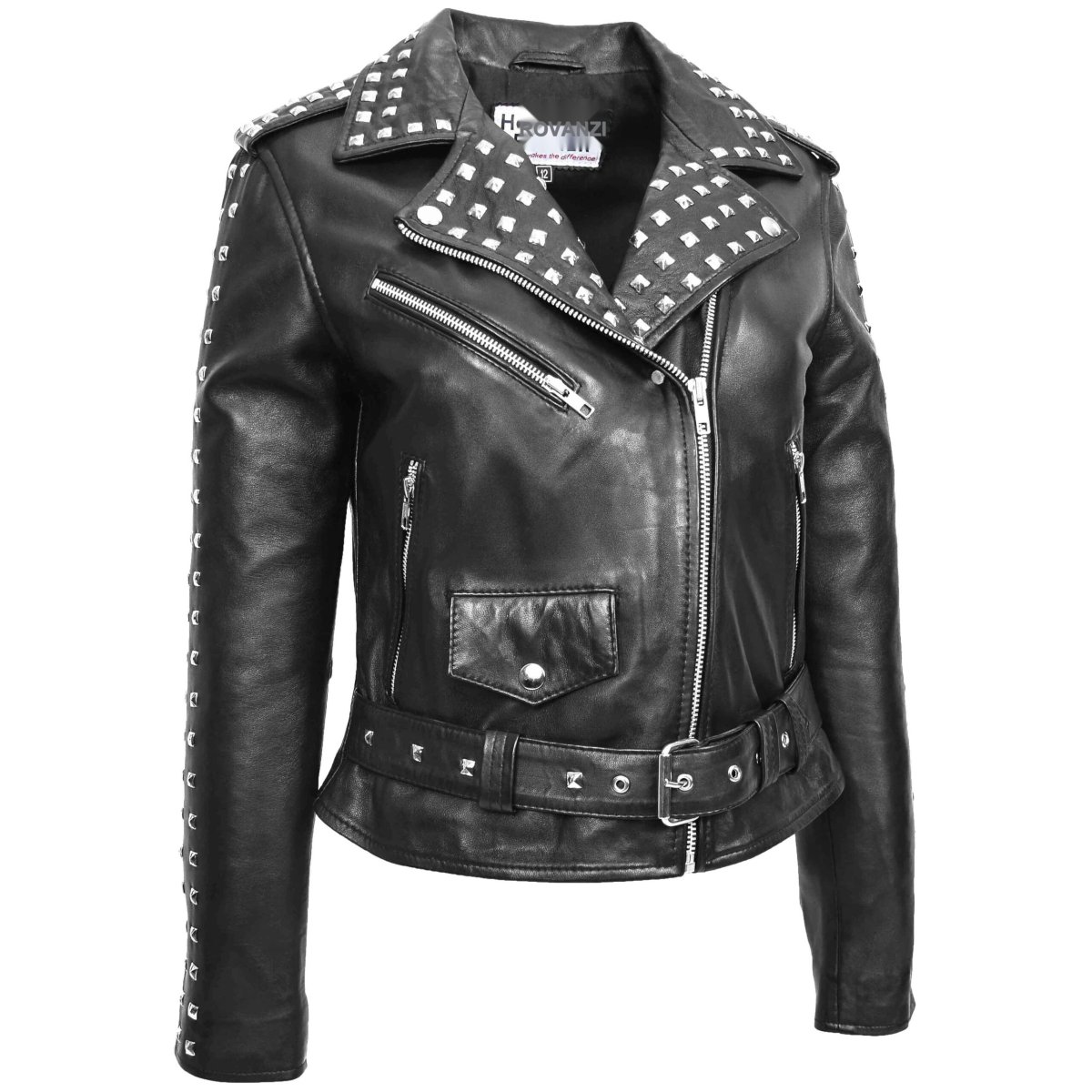 BUNERI Biker de Cuero Heidi Negra con Tachuelas Brando - Imagen 5
