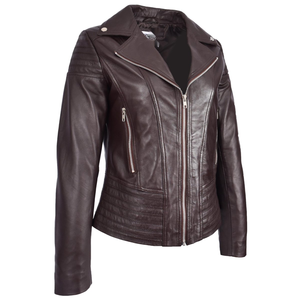BUNERI Biker Emily de Cuero Auténtico en Marrón - Imagen 5