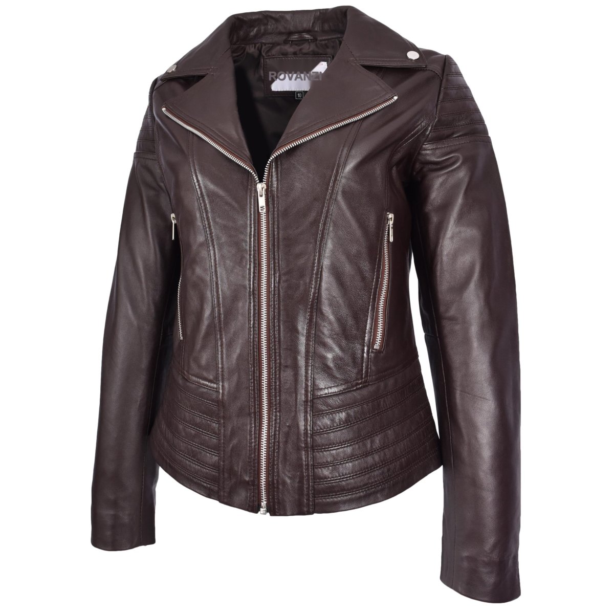 BUNERI Biker Emily de Cuero Auténtico en Marrón - Imagen 6