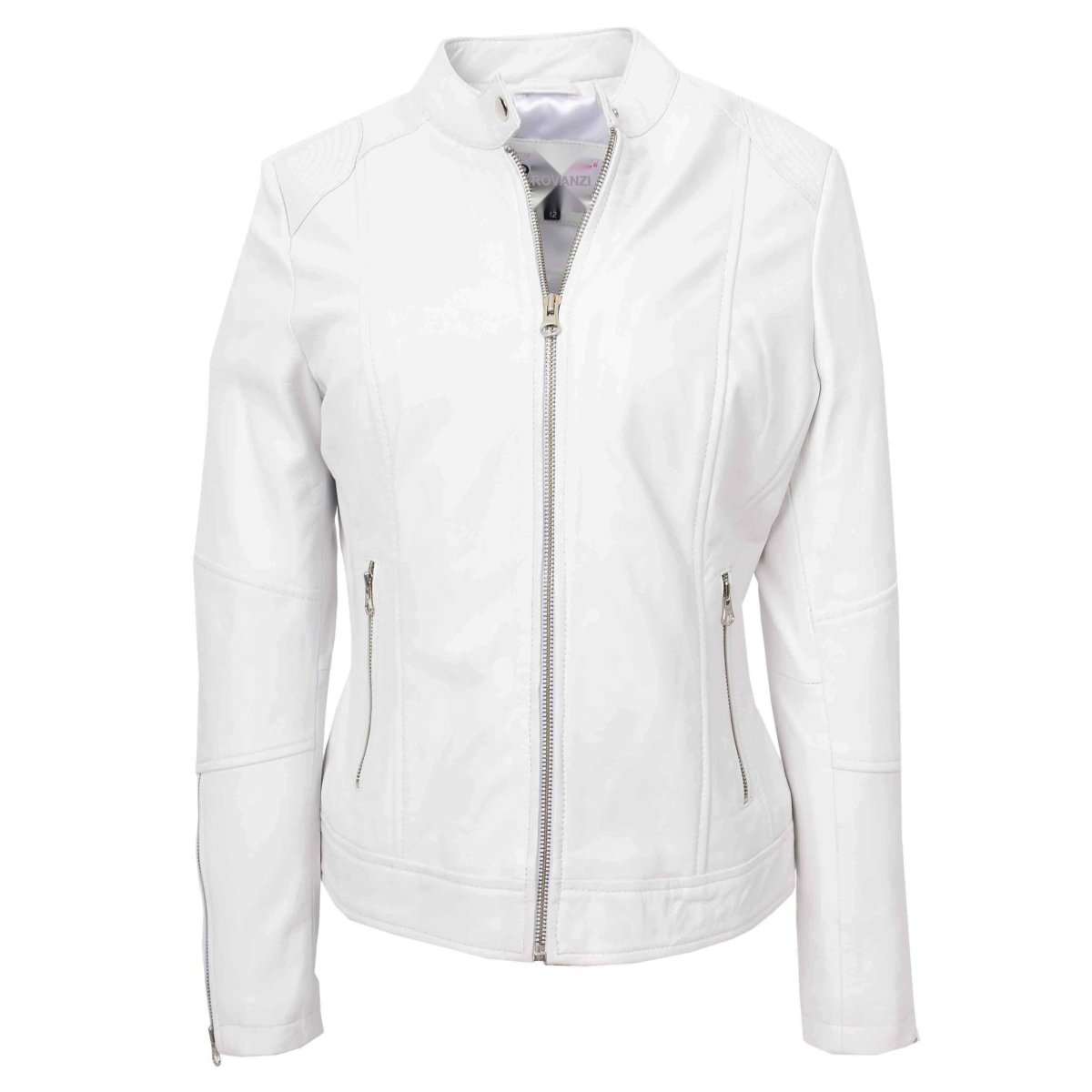 BUNERI Biker de Cuero Connie Blanca Zip Casual - Imagen 2