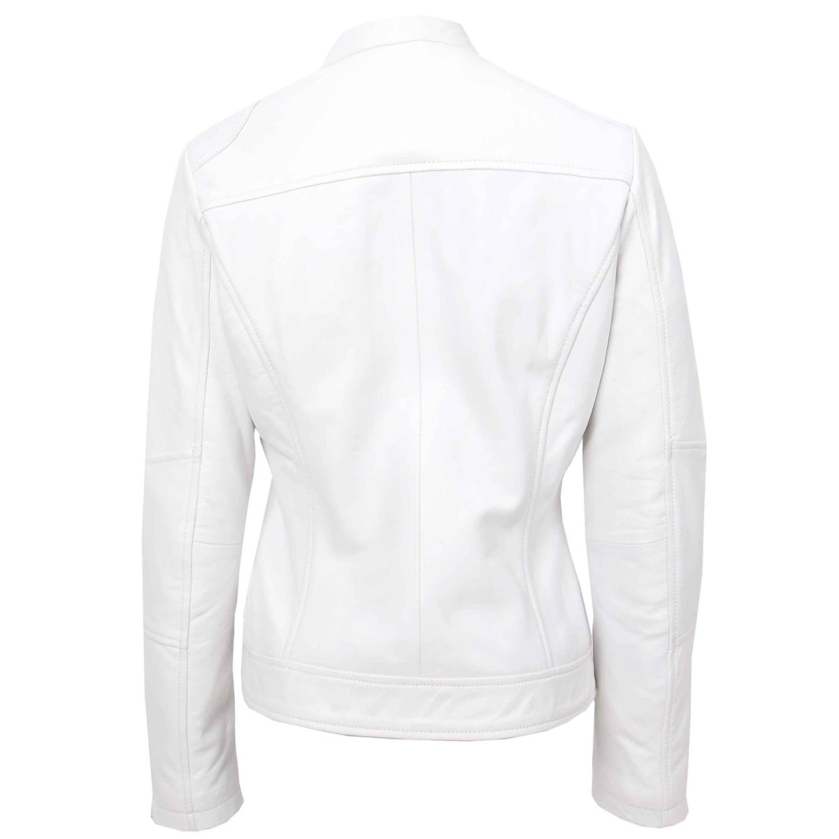 BUNERI Biker de Cuero Connie Blanca Zip Casual - Imagen 3