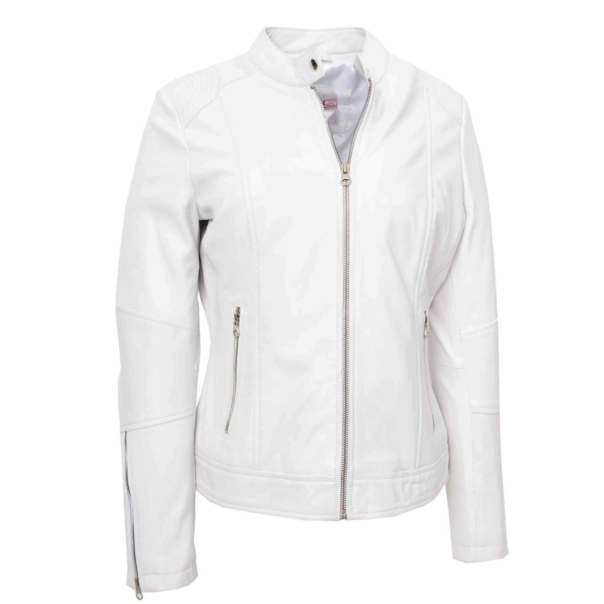 BUNERI Biker de Cuero Connie Blanca Zip Casual - Imagen 4