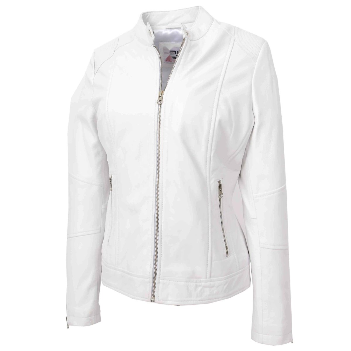 BUNERI Biker de Cuero Connie Blanca Zip Casual - Imagen 6