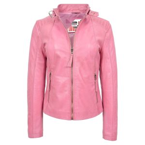 BUNERI Biker Clásica Sophia de Cuero Rosa Palo