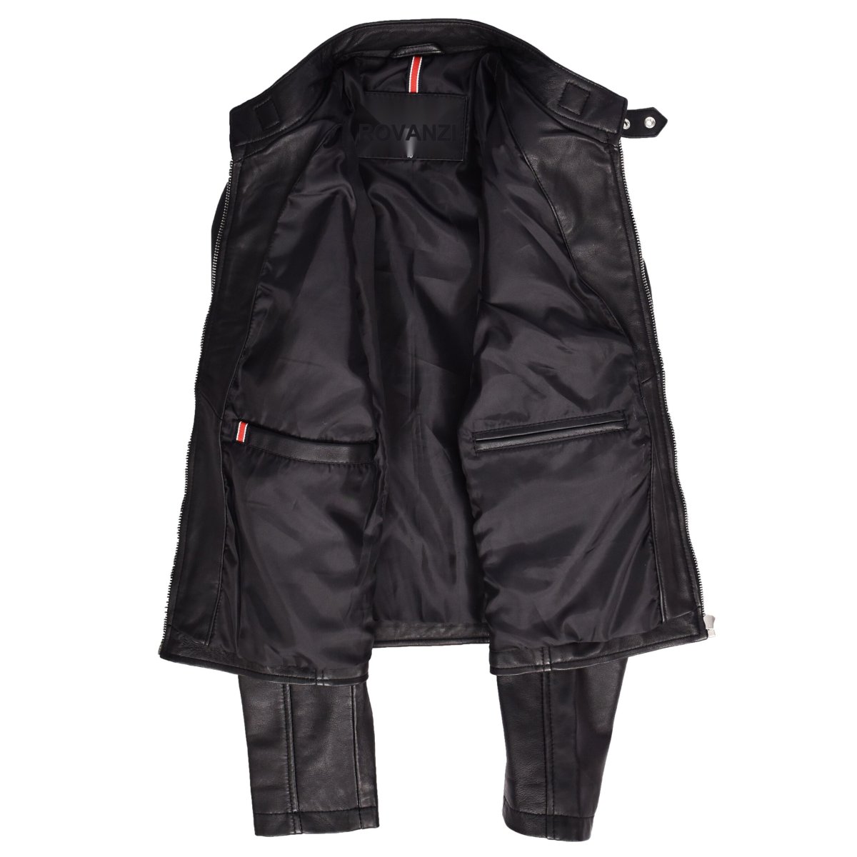 BUNERI Chaqueta Mujer Cuero Real Biker Clásica Negra - Imagen 7
