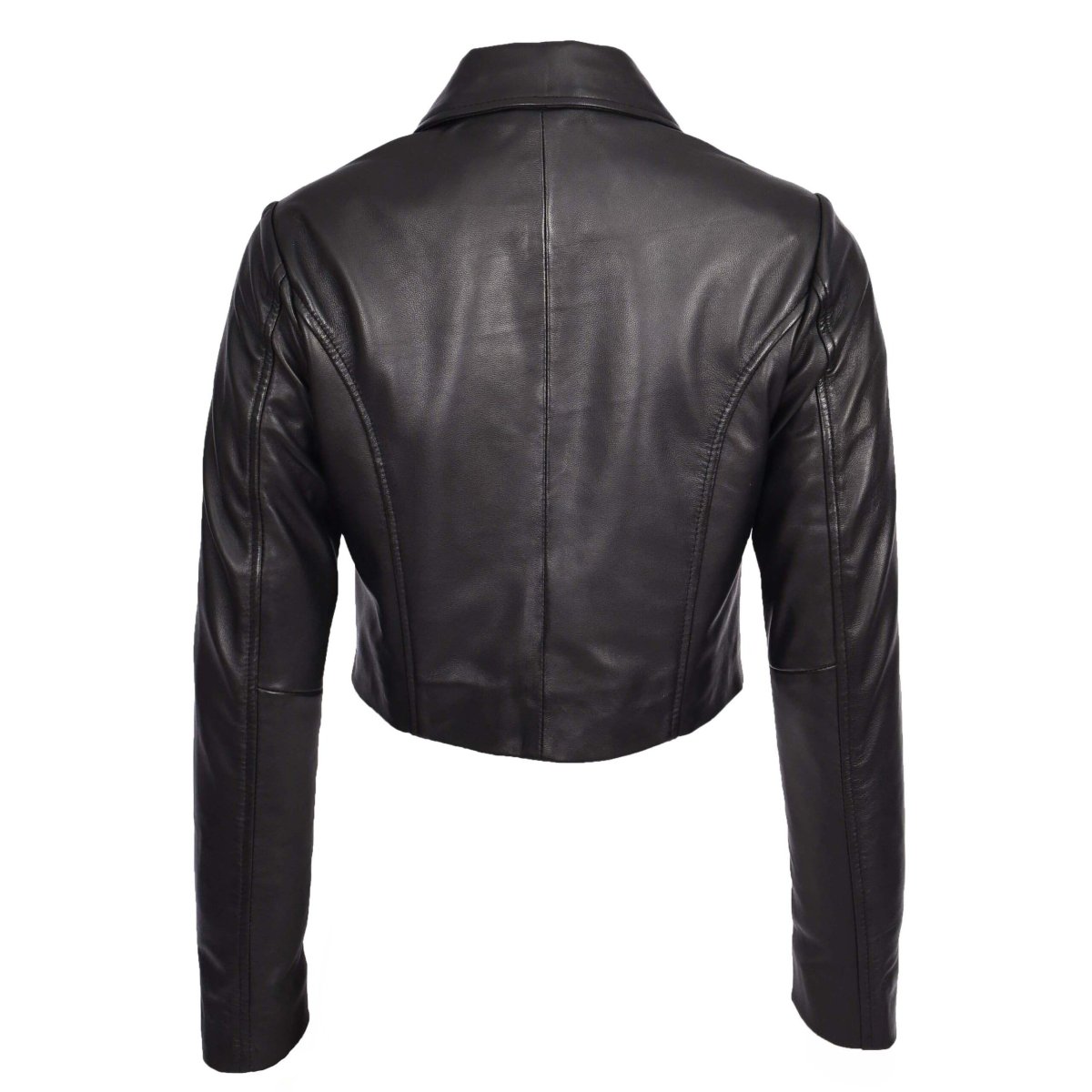 BUNERI Chaqueta Boléro Bustier de Cuero Auténtico para Mujer Negra - Imagen 3