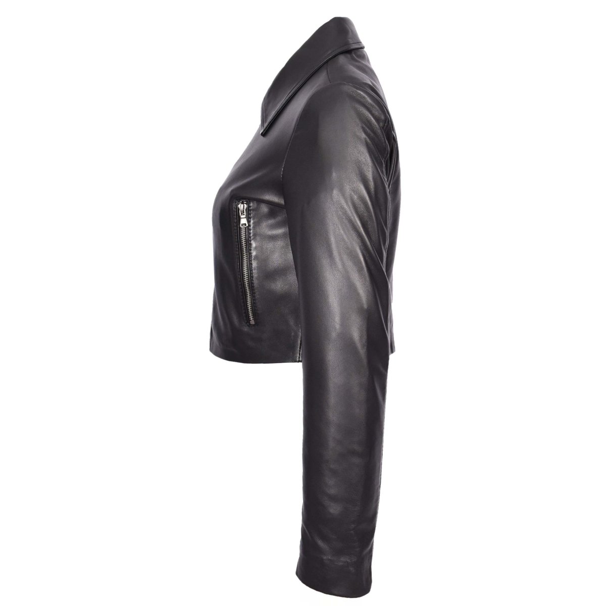 BUNERI Chaqueta Boléro Bustier de Cuero Auténtico para Mujer Negra - Imagen 4