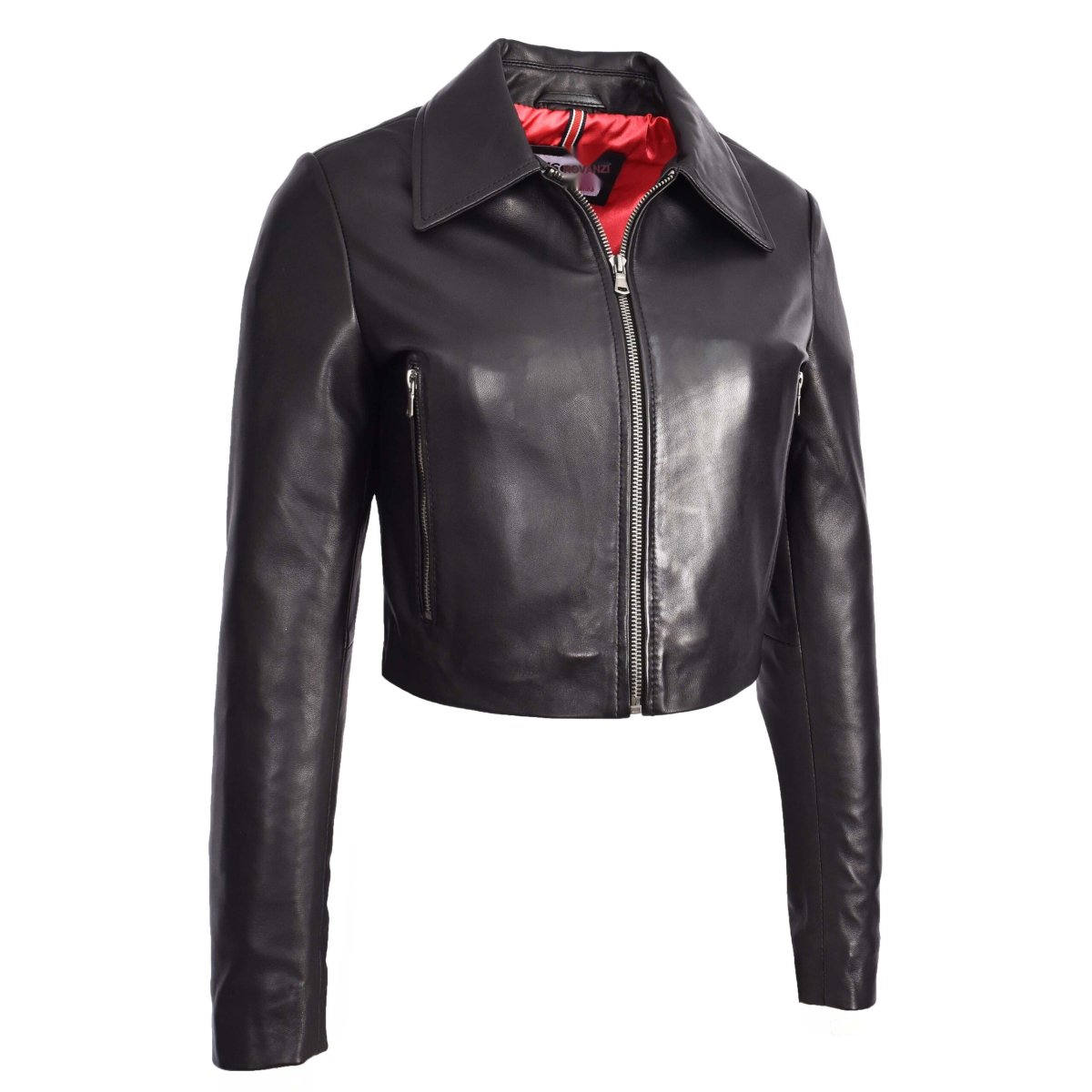BUNERI Chaqueta Boléro Bustier de Cuero Auténtico para Mujer Negra - Imagen 5