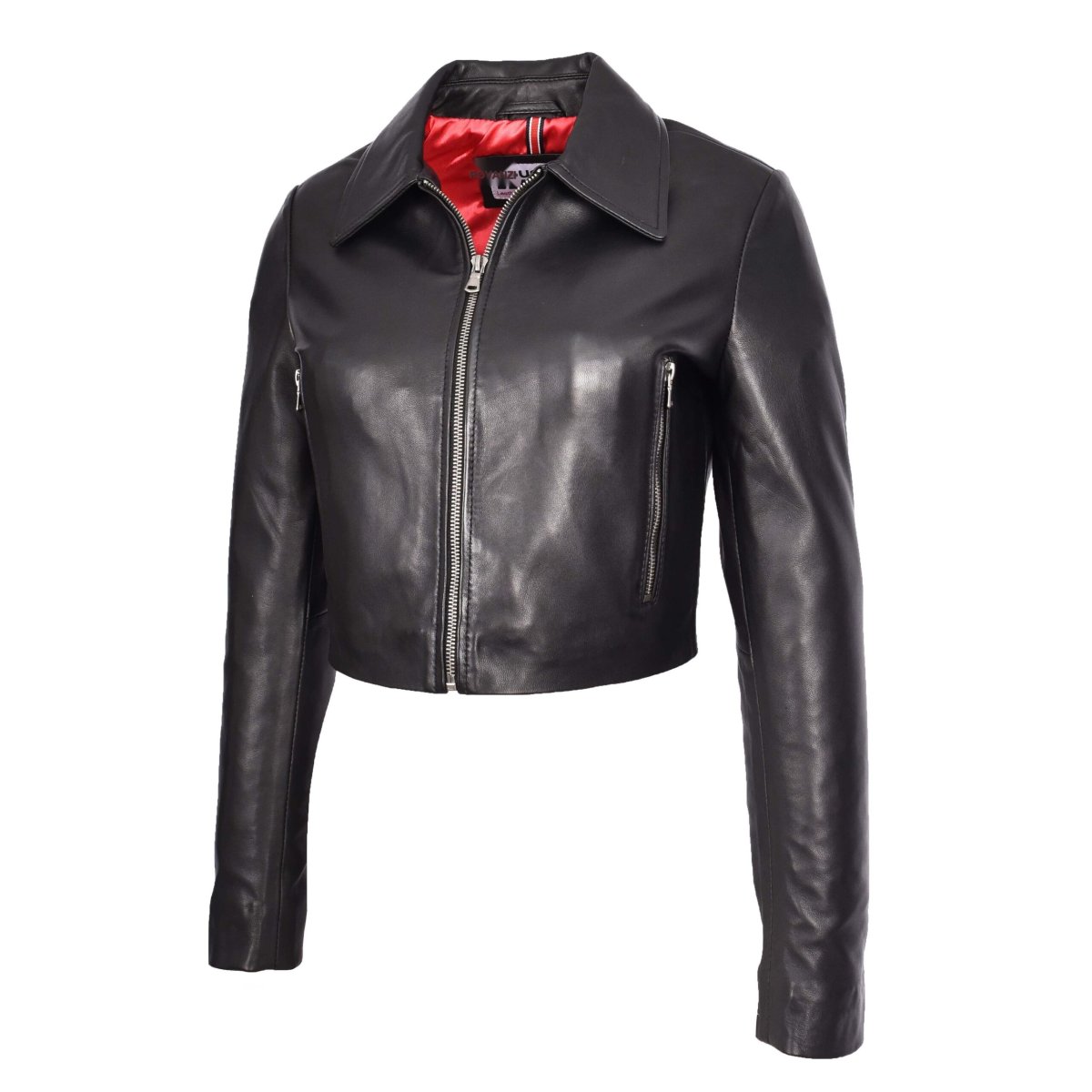 BUNERI Chaqueta Boléro Bustier de Cuero Auténtico para Mujer Negra - Imagen 6