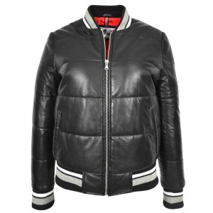 BUNERI Bomber Cuero Dolly Negra Acolchada Mujer