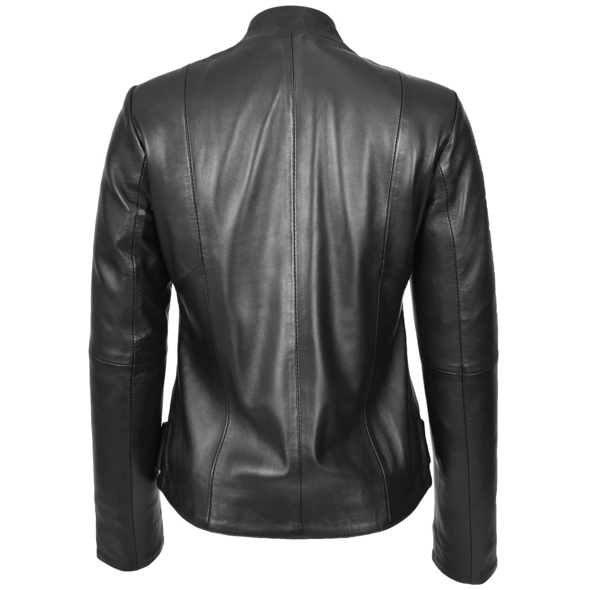BUNERI Chaqueta Mujer 100% Cuero Auténtico Biker Slim Fit con Cuello Alzado - Imagen 3