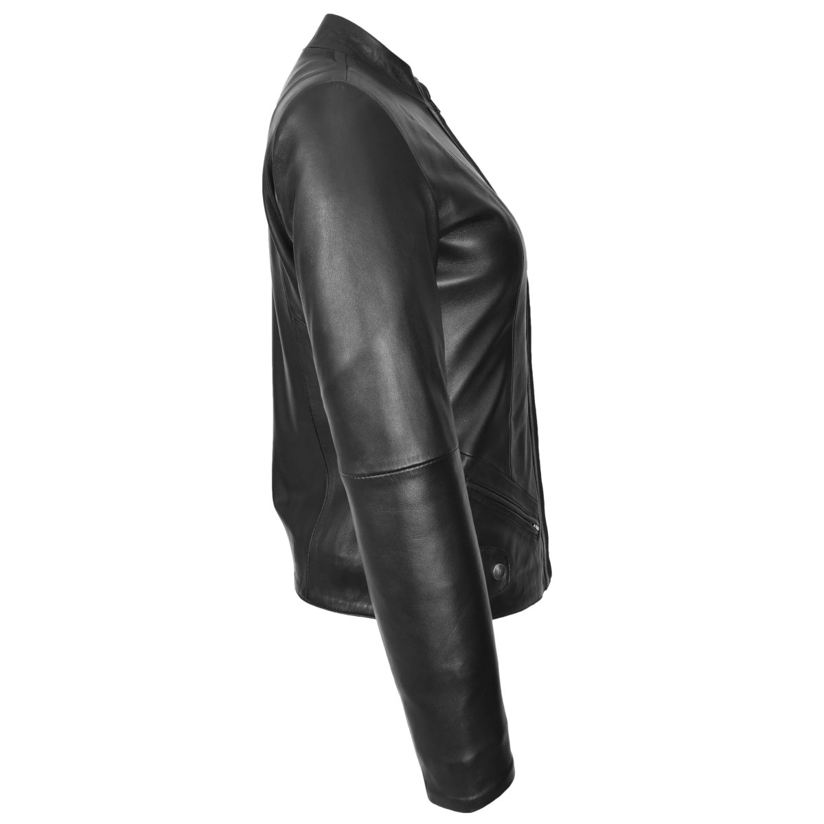 BUNERI Chaqueta Mujer 100% Cuero Auténtico Biker Slim Fit con Cuello Alzado - Imagen 7