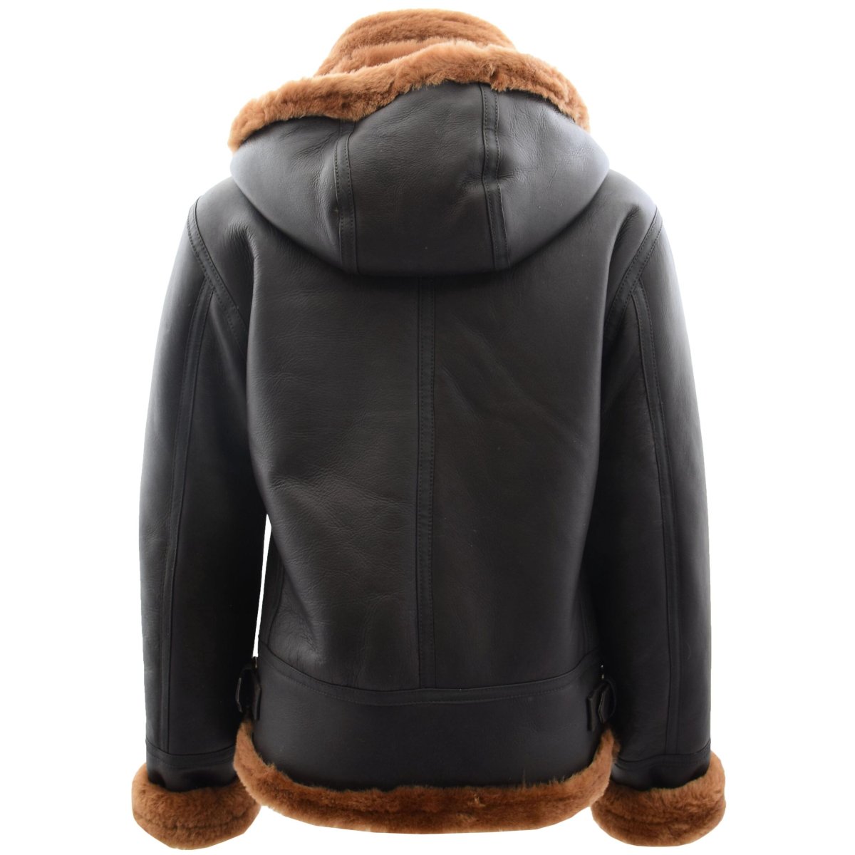 BUNERI Chaqueta de Piel de Oveja B3 para Mujer con Capucha Desmontable Marrón - Imagen 8