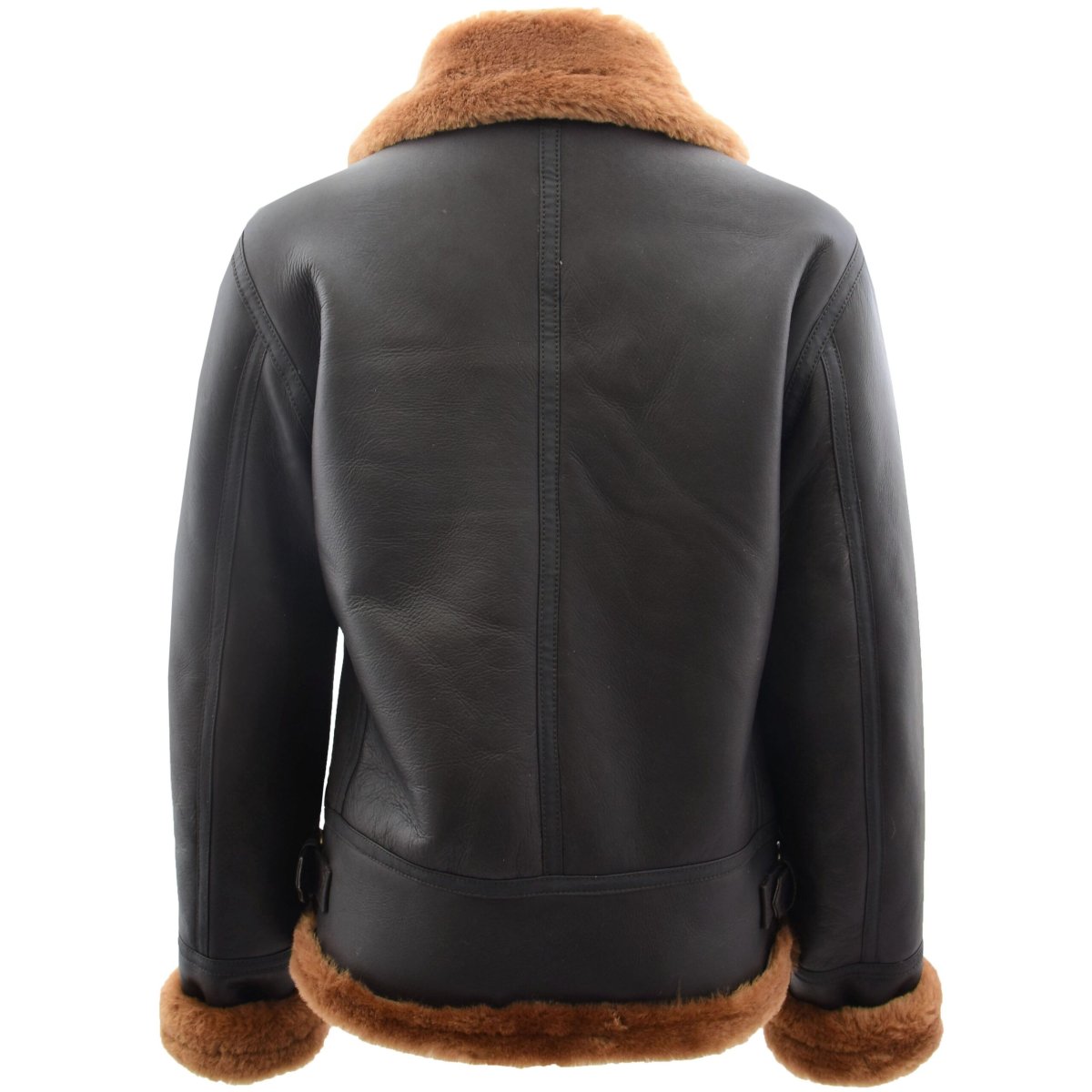 BUNERI Chaqueta de Piel de Oveja B3 para Mujer con Capucha Desmontable Marrón - Imagen 3